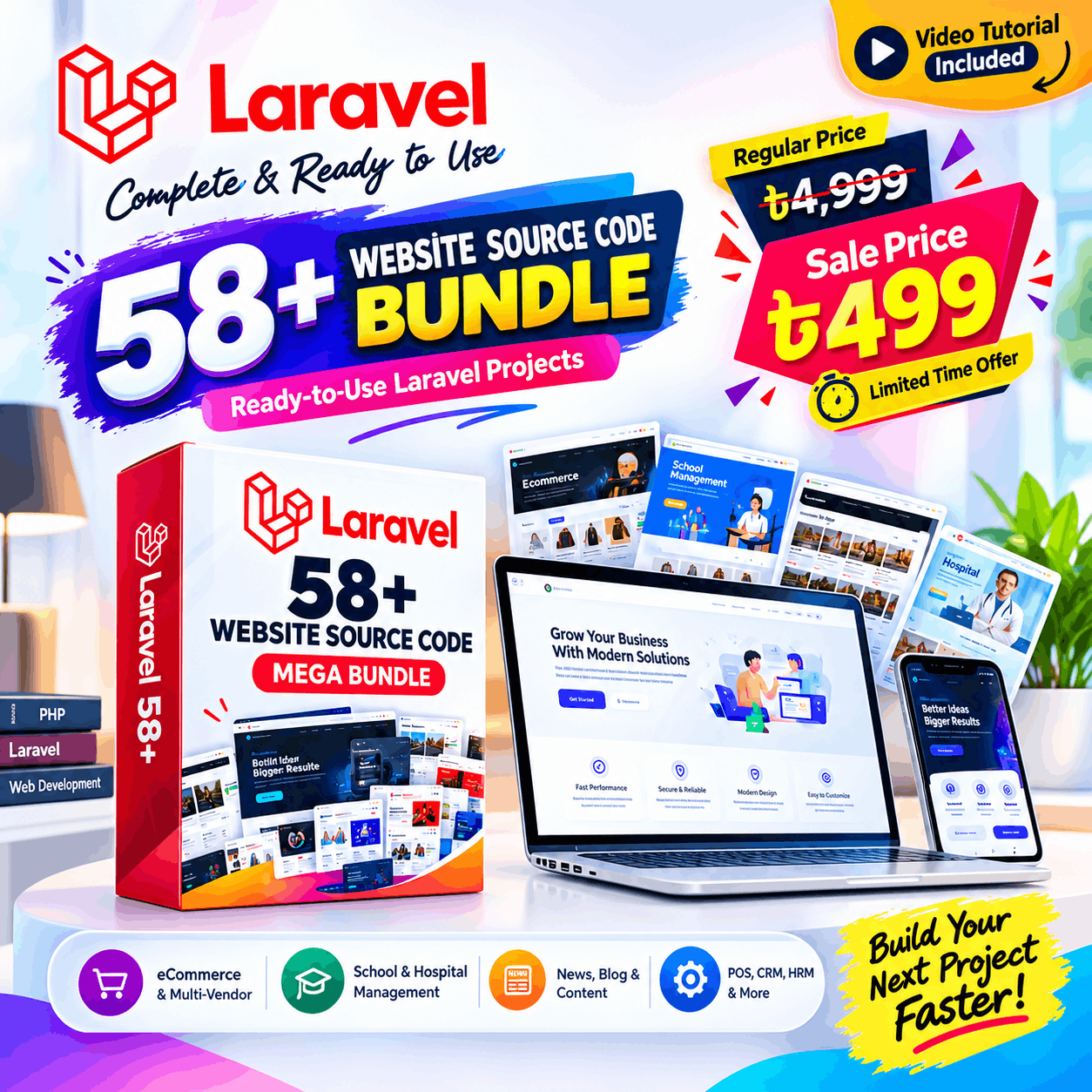 58+ Laravel Website Source Code Bundle – Ready-Made Laravel Projects with Video Tutorials
